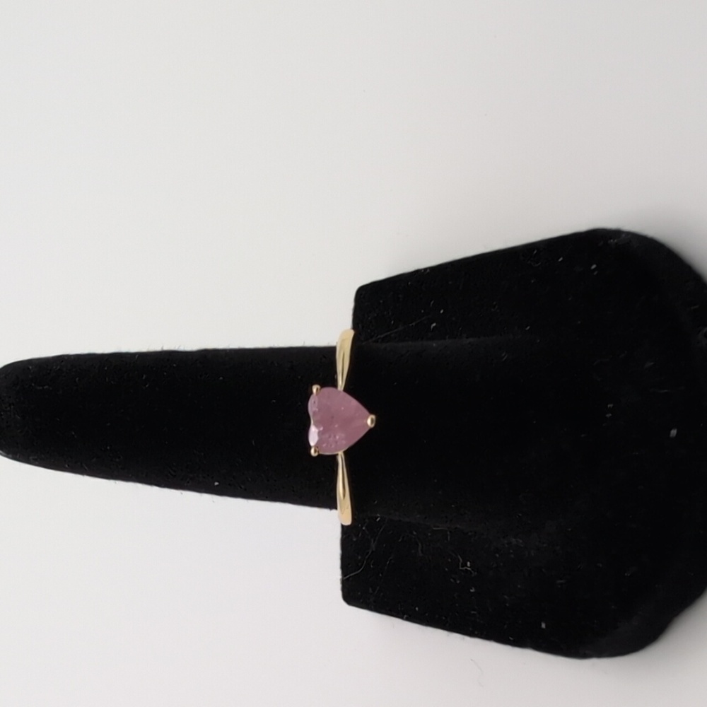 New Pink Heart-Shaped  Yellow Gold Ring - Picture 5 of 5
